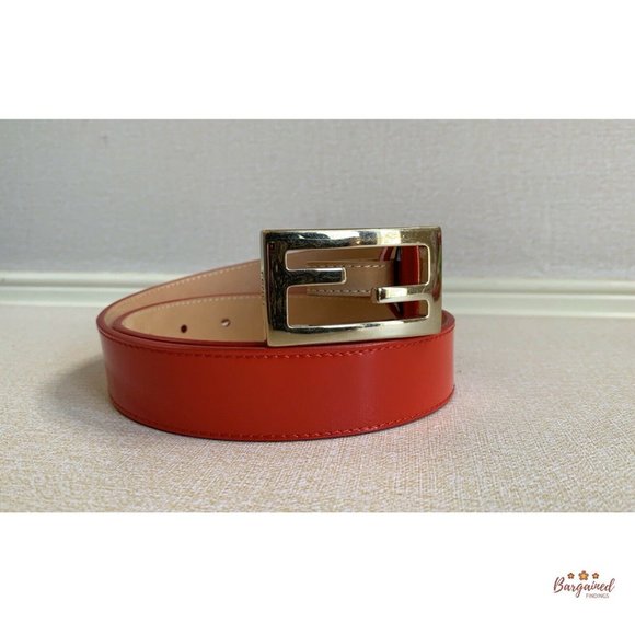 Authentic FENDI Red Patent Leather FF Baguette Buckle Belt 70/28 - 8C0130 - Picture 3 of 12